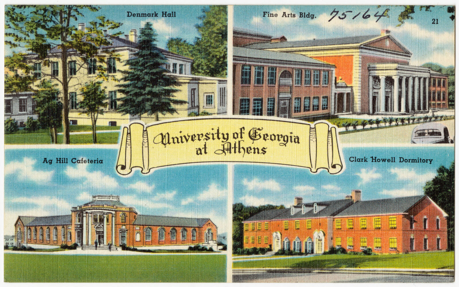 University of Georgia at Athens -- Denmark Hall, Fine Arts Bldg., Ag Hill Cafeteria, Clark Howell Dormitory, Boston Public Library - undated