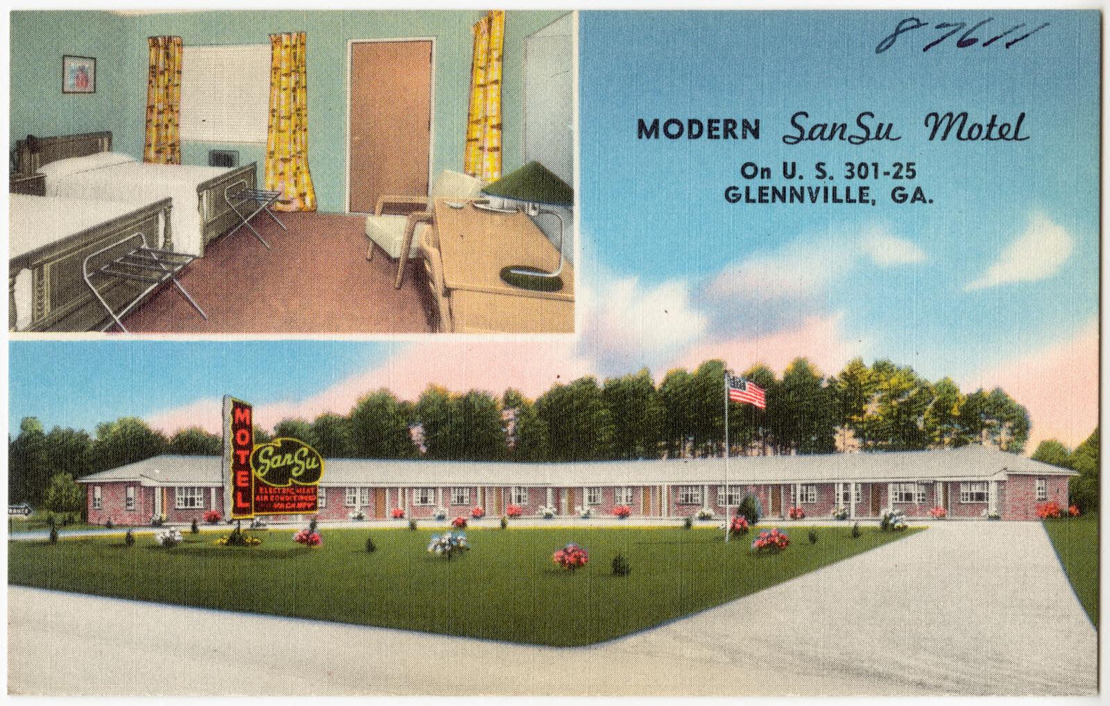 Modern SanSu Motel on U.S. 301-25, Glennville, Ga., Boston Public Library - undated