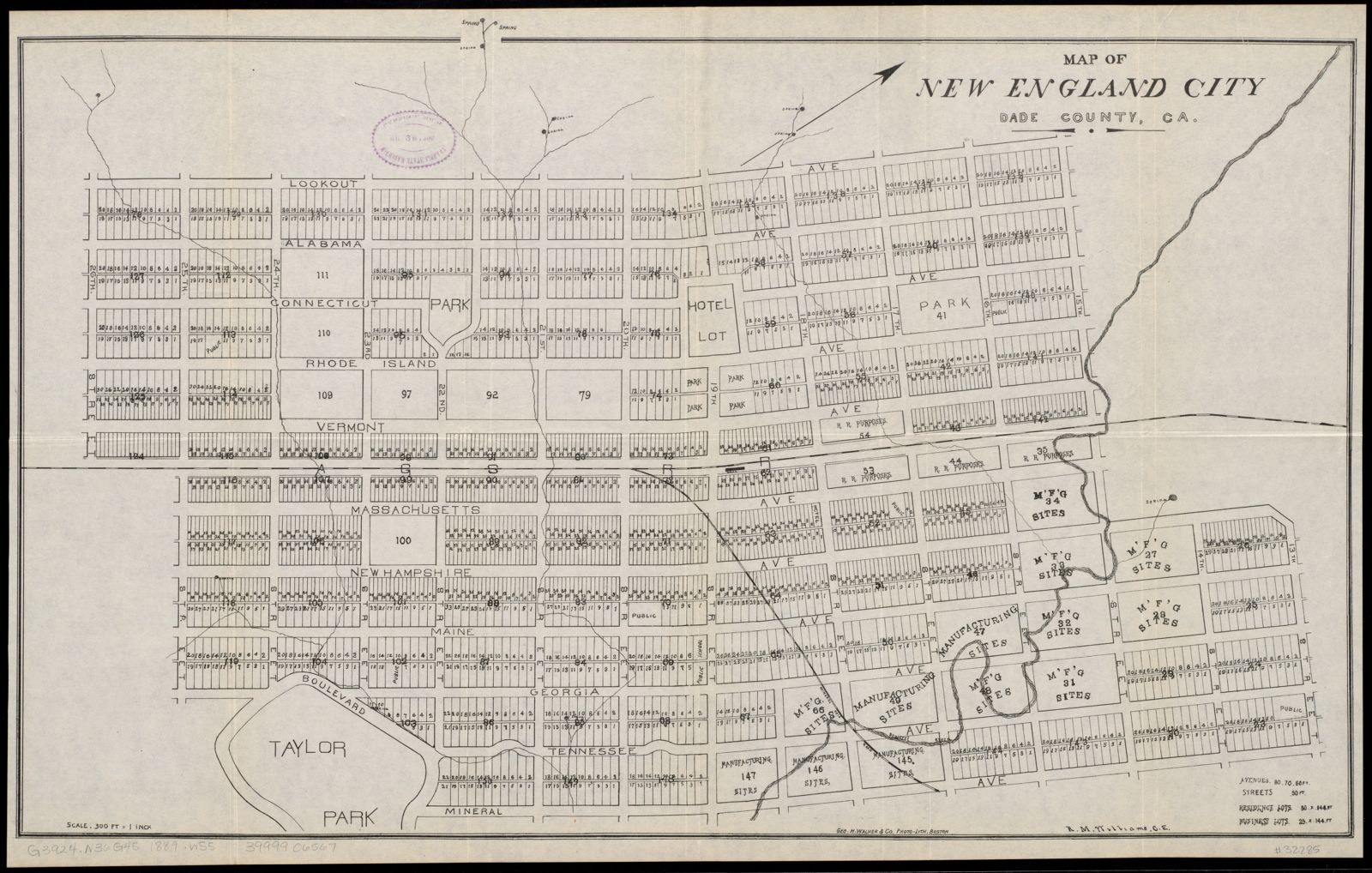 Map of New England City, Dade County, Ga, Boston Public Library - undated
