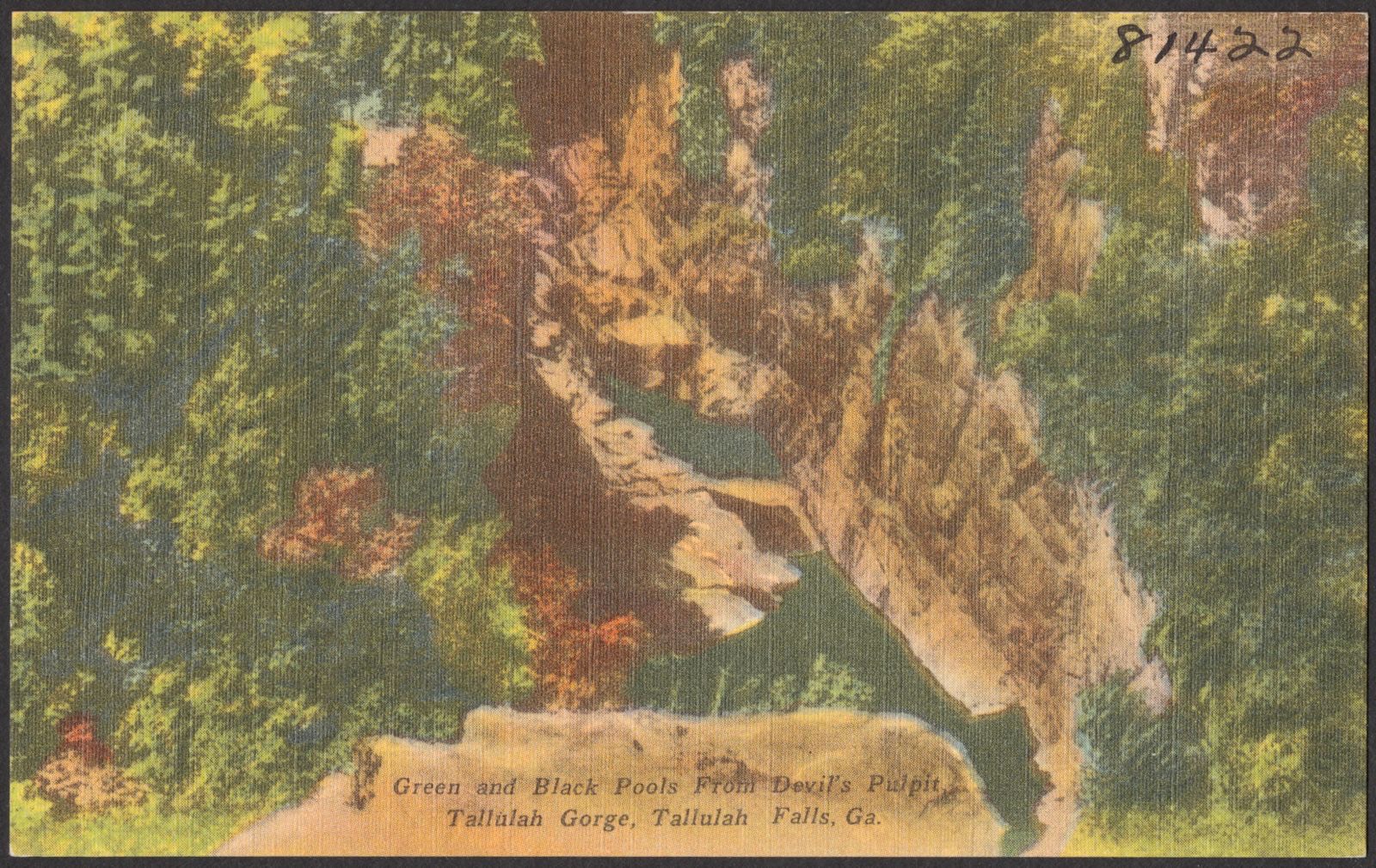 Green and black pools from Devil's Pulpit, Tallulah Gorge, Tallulah Falls, Ga., Boston Public Library - undated