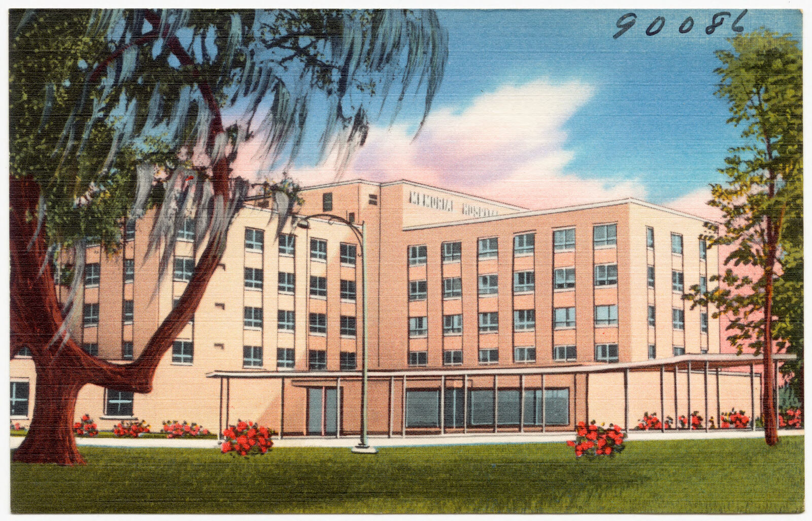 Memorial Hospital of Chatham County (1955), completely air conditioned 300 bed general hospital. Dedicated to the glory of God and health of mankind in memory of those who died in the service of our country., Boston Public Library - undated