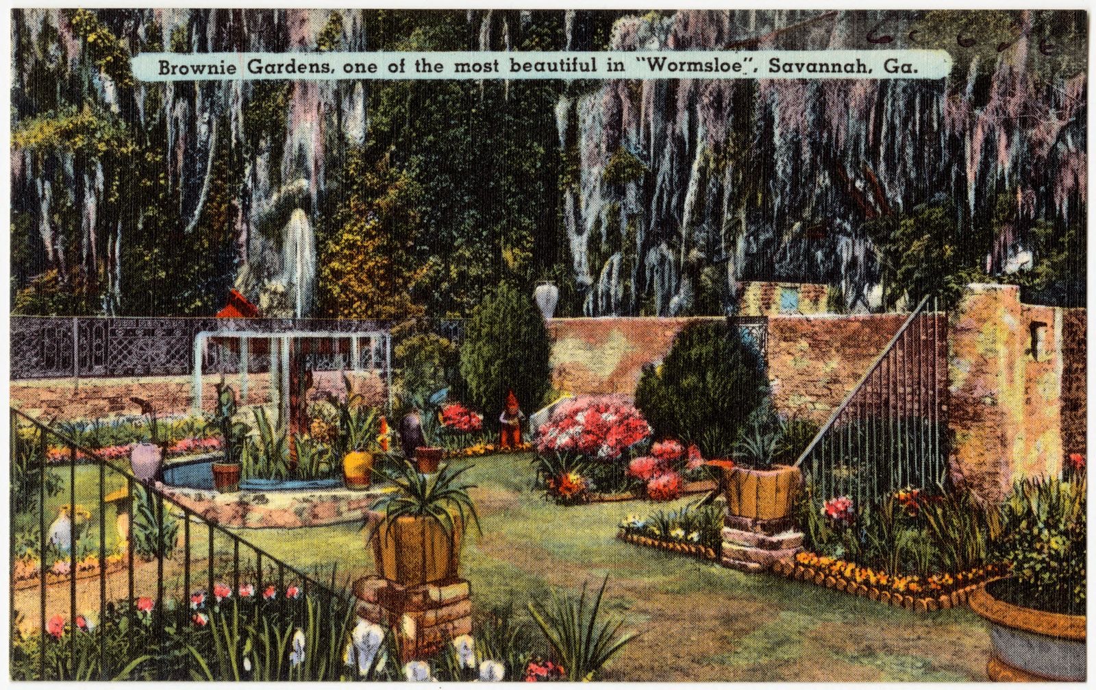 Brownie Gardens, one of the most beautiful in "Wormsloe", Savannah, Ga., Boston Public Library - undated