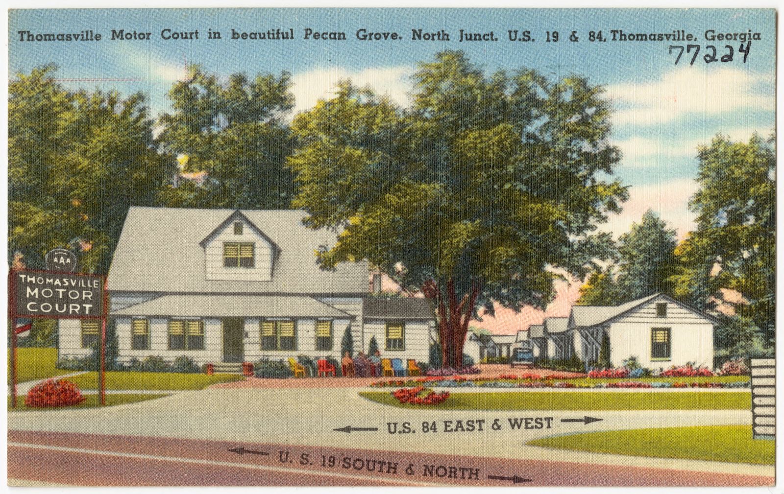 Thomasville Motor Court in beautiful Pecan Grove, north junc. U.S. 19 & 84, Thomasville, Georgia, Boston Public Library - undated