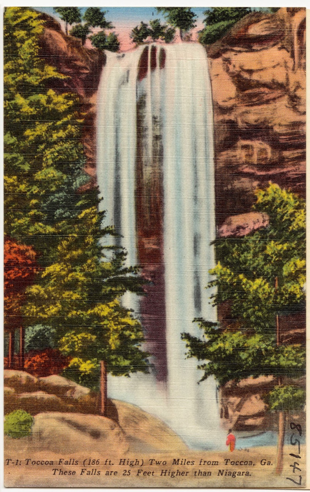 Toccoa Falls (186 ft. high) two miles from Toccoa, Ga., these falls are 25 feet higher than Niagara, Boston Public Library - undated