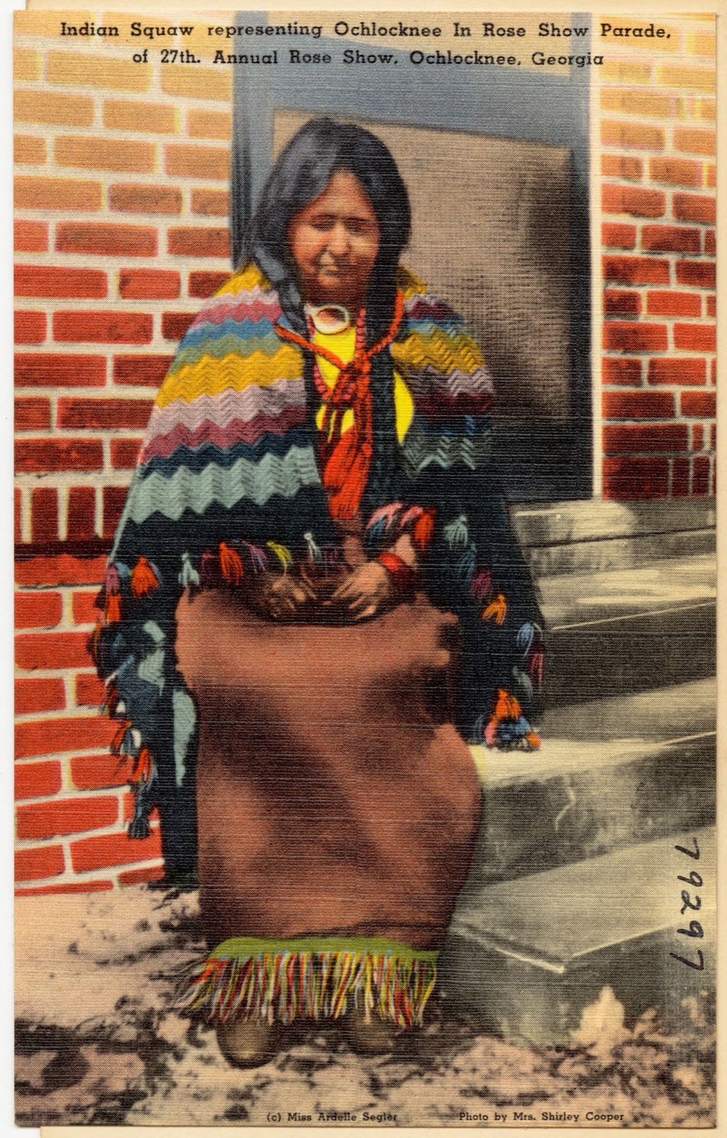 Indian squaw representing Ochlocknee in Rose Show Parade, of 27th. Annual Rose Show, Ochlocknee, Georgia, Boston Public Library - undated
