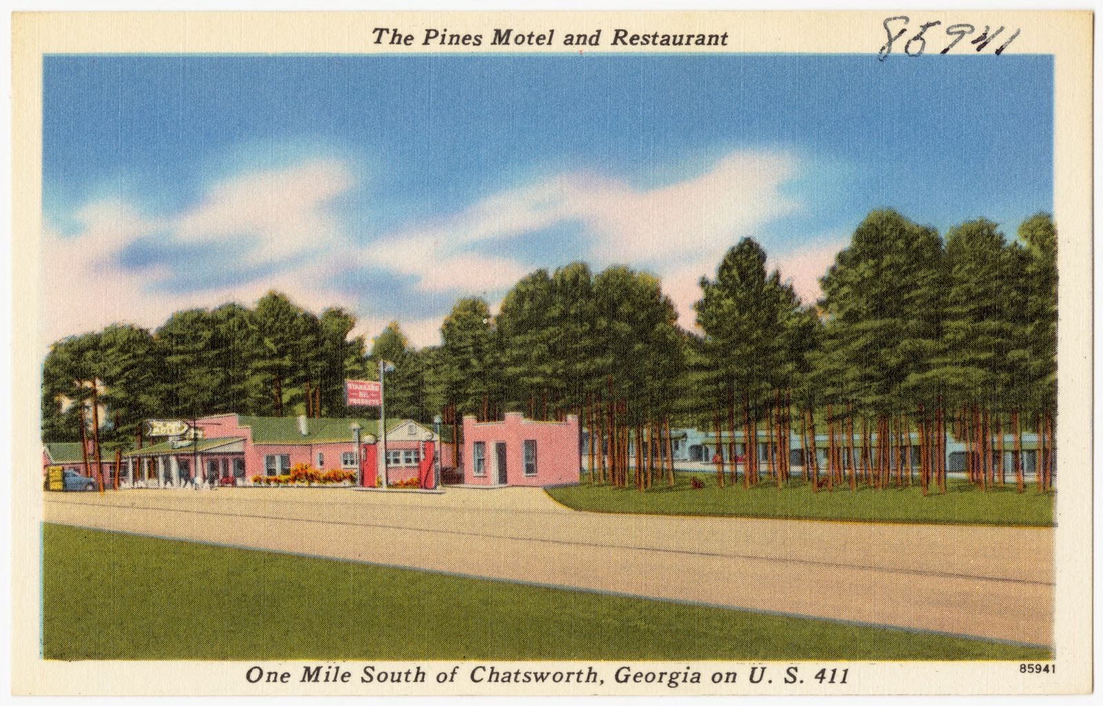 The Pines Motel and Restaurant, one mile south of Chatsworth, Georgia on U. S. 411, Boston Public Library - undated