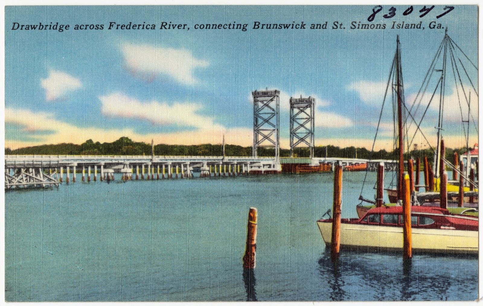 Drawbridge across Frederica River, connecting Brunswick and St. Simons Island, Ga., Boston Public Library - undated
