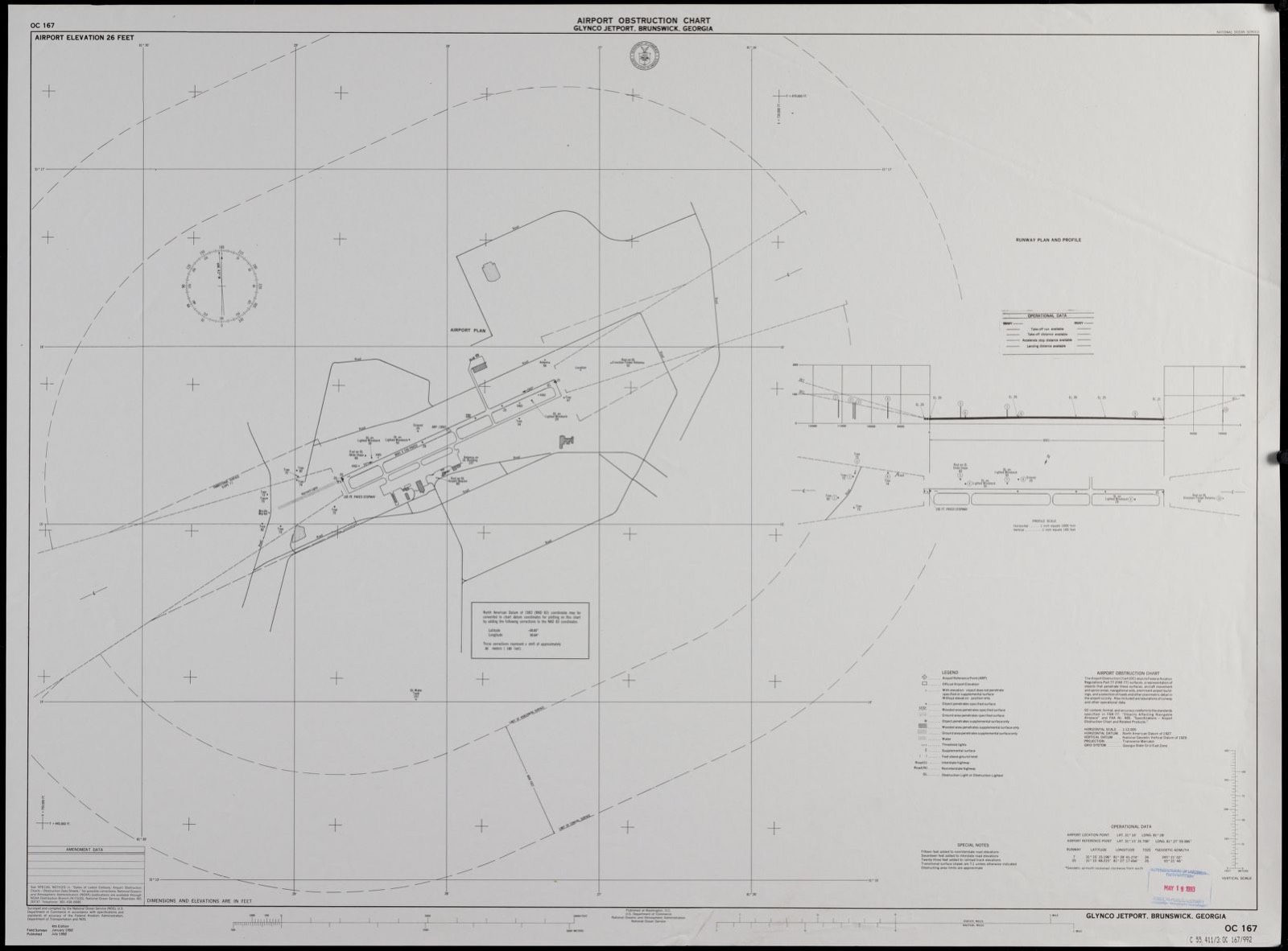 Airport obstruction chart OC 167, Glynco Jetport, Brunswick, Georgia, Boston Public Library - undated