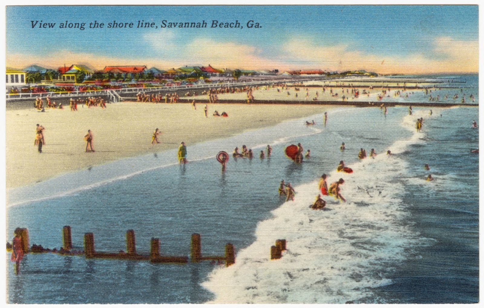 View along the shore line, Savanna Beach, Ga., Boston Public Library - undated