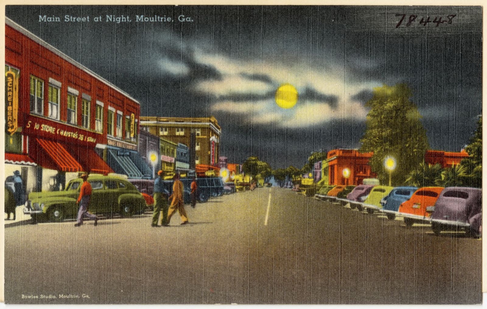 Main Street at night, Moultrie, Ga., Boston Public Library - undated