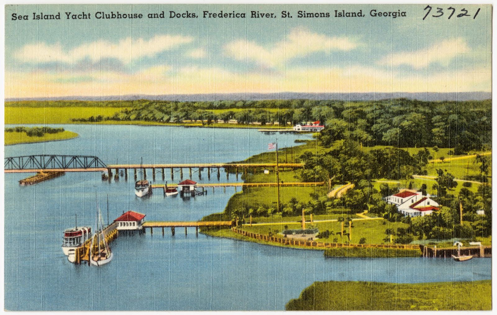 Sea Island Yacht Clubhouse and Docks, Frederica River, St. Simons Island, Georgia, Boston Public Library - undated