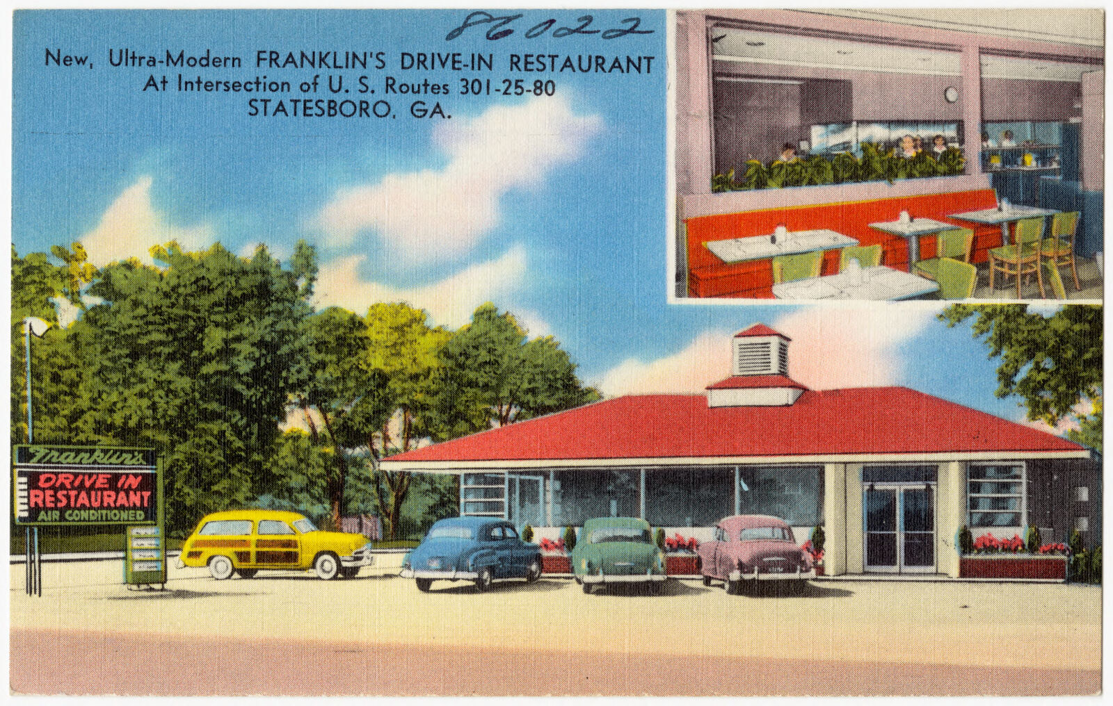 New, ultra-modern Franklin's Drive-in Restaurant, at intersection of U.S. route 301-25-80, Statesboro, Ga., Boston Public Library - undated