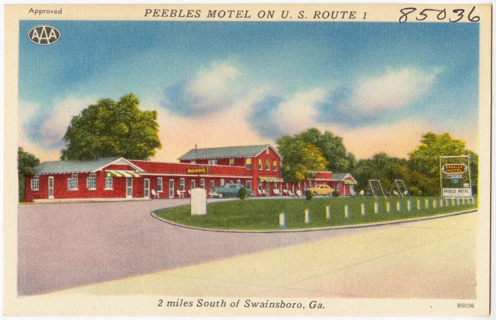 Peebles Motel on U.S. Route 1, 2 miles south of Swainsboro, Ga., Boston Public Library - undated