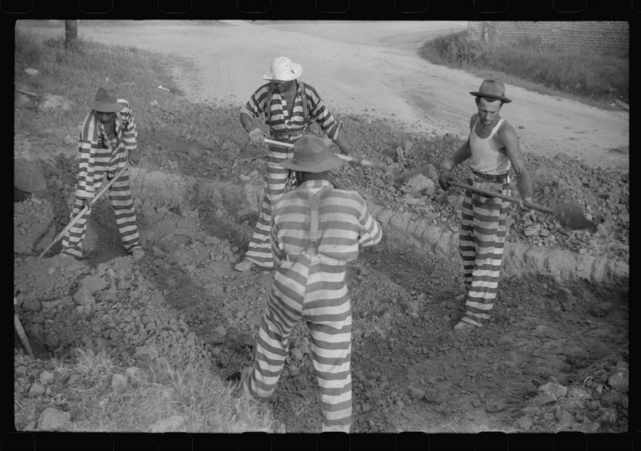 Georgia convicts working on a road in Oglethorpe County