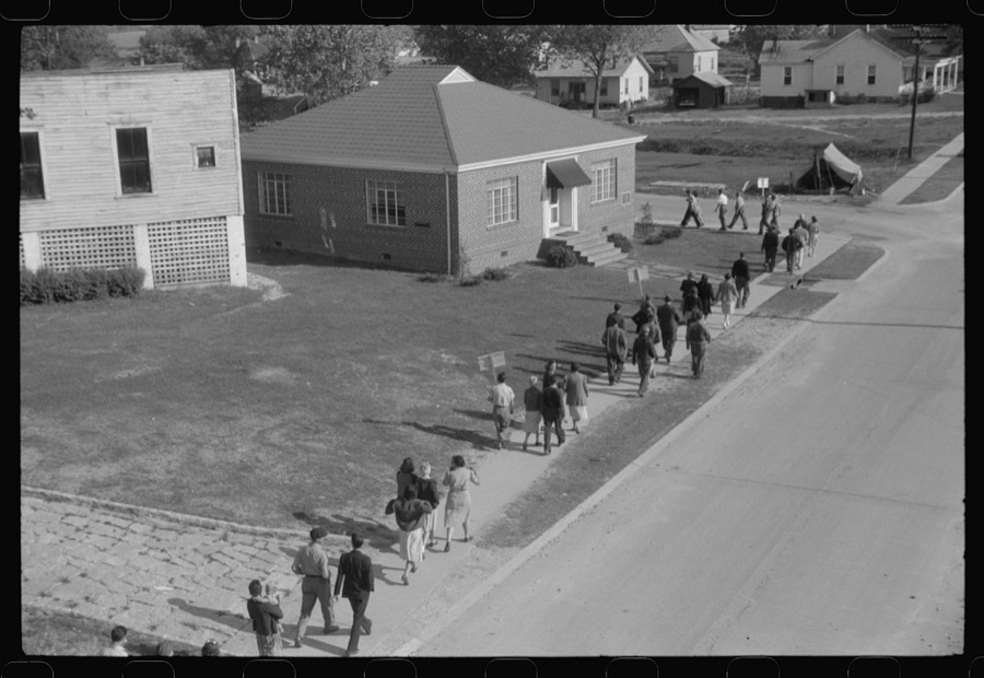 Pickets outside a textile mill in Greensboro, Greene County, Georgia
