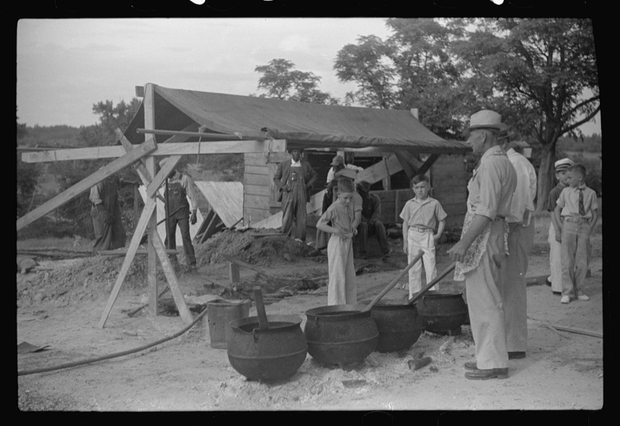 Barbeque picnic on the occasion of the dedication of a FSA (Farm Security Administration) building, Greene County, Georgia