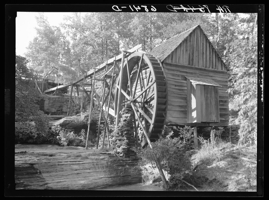 Waterwheel at active grist mill. Owner is Logan Maxwell. It is three miles from Cornelia, Georgia