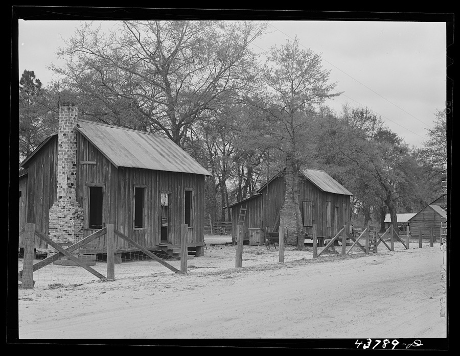 Abandoned houses in a turpentine camp in the Camp Stewart area near Hinesville, Georgia