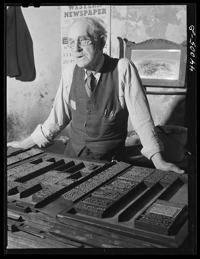 Mr. McKutchins, editor of the News and Banner, Heard County newspaper, in his office in Franklin, Georgia