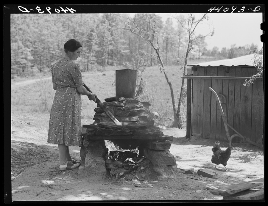 Mrs. L. Smith making her own soap on their farm in Carroll County, Georgia