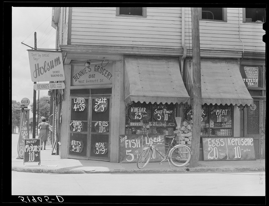 Negro grocery store. Savannah, Georgia. Prices posted outside