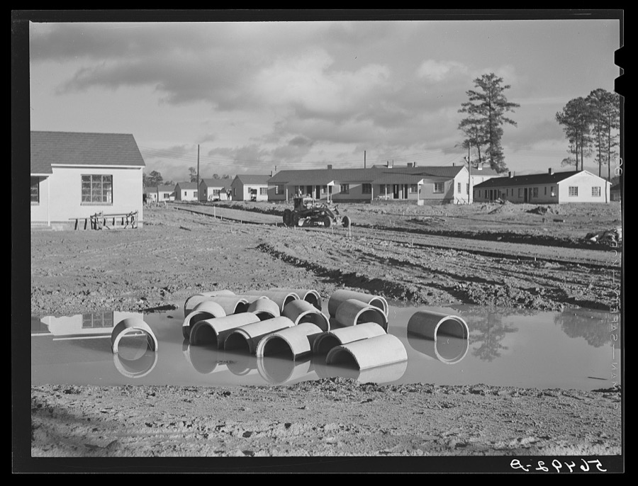 Defense housing project, Newton D. Baker Village, under authority of housing commission of Columbus, Georgia. Construction delayed on account on account of heavy rains