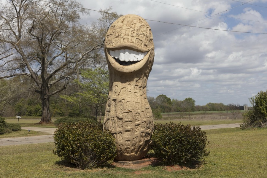 A grinning peanut is one of many symbols of the legume to be found in former U.S. president Jimmy Carter's hometown of Plains, Georgia