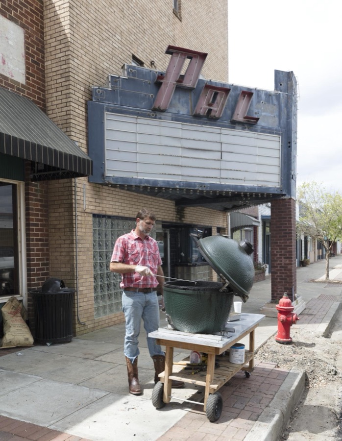 Dwonn Giesbrecht cooks out at the Louisville Heritage Days celebration in Louisville, a town in northeastern Georgia, named for French King Louis XVI in appreciation for French assistance to the colonists during the American Revolution