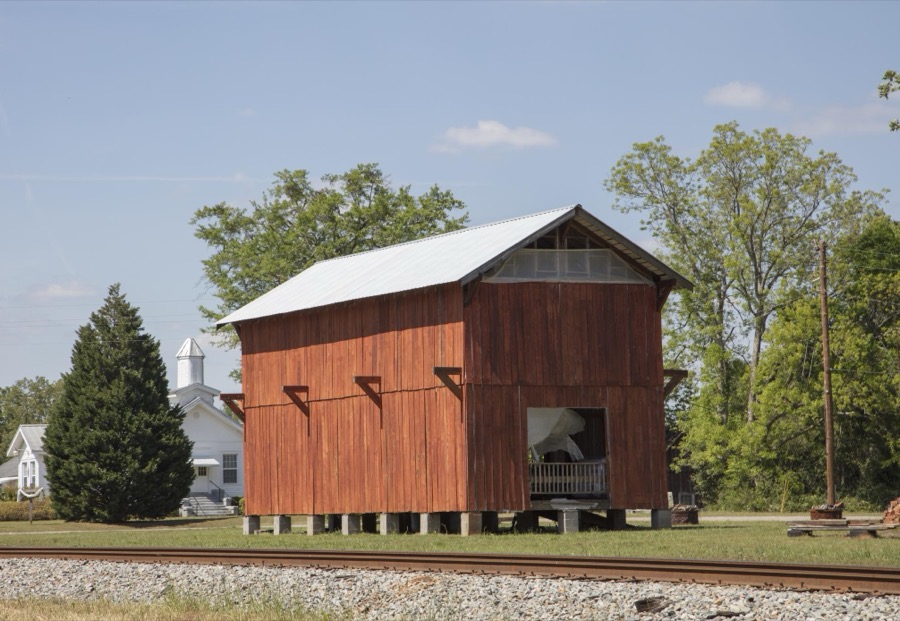 An unusual barn near the town of Wayside in Jones County, Georgia