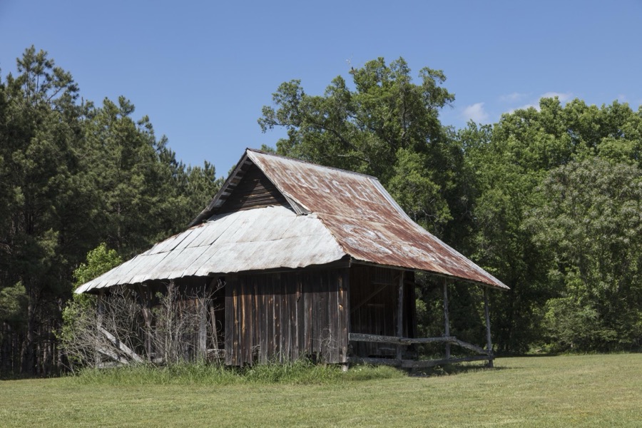 A Georgia barn near Gray, in Jones County, Georgia, considered classic because many Georgia barns are noted for their high, tin, pitched roofs