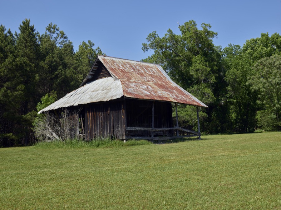 A Georgia barn near Gray, in Jones County, Georgia, considered classic because many Georgia barns are noted for their high, tin, pitched roofs