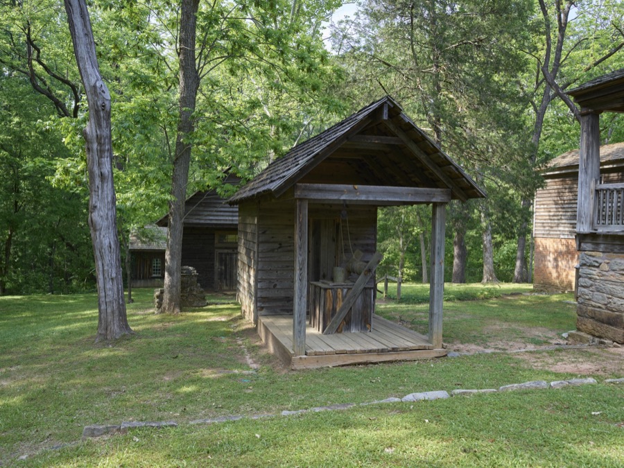 Tiny cabin on the grounds of Traveler's Rest, a historic inn in Toccoa, a city in northeast Georgia near the South Carolina line
