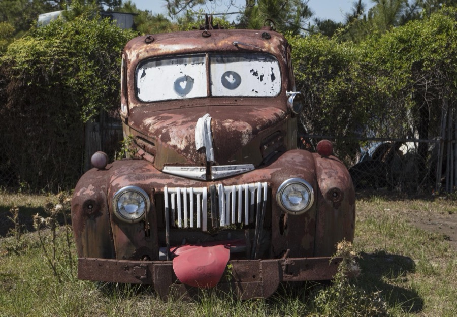Somebody's having some fun at the "House of Rust" auto-parts store in Waycross, Georgia