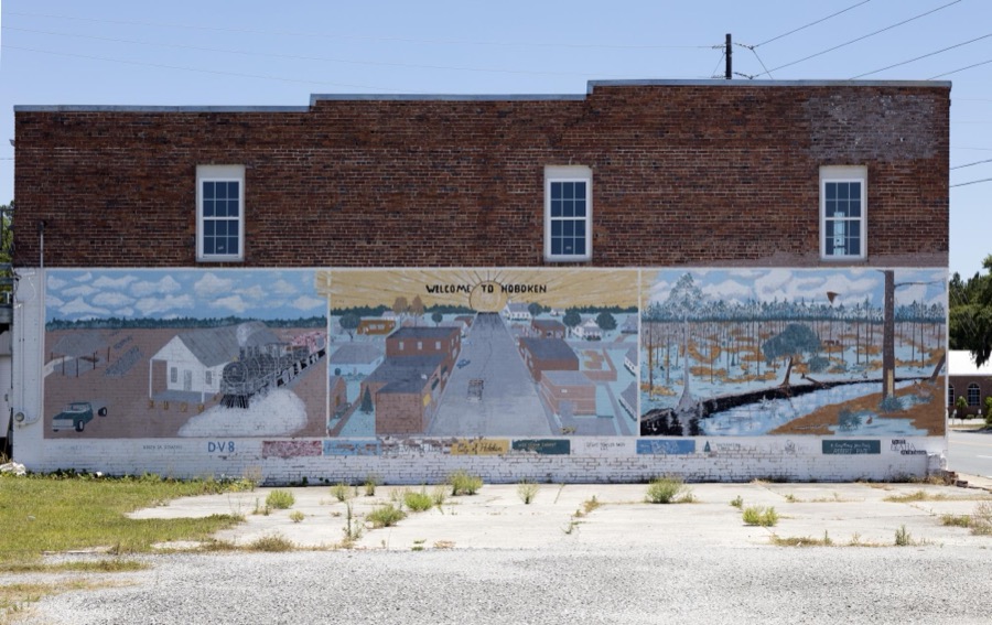 Humble local-history mural, produced in the memory of Robert Page by his family in Hoboken, Georgia