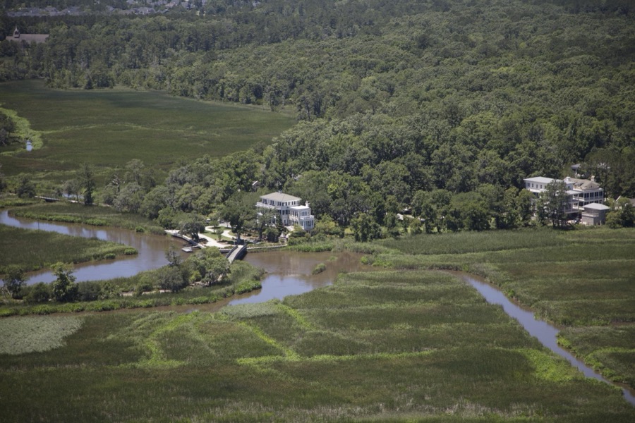 Aerial view of estates near Richmond Hill, Georgia, south of Savannah