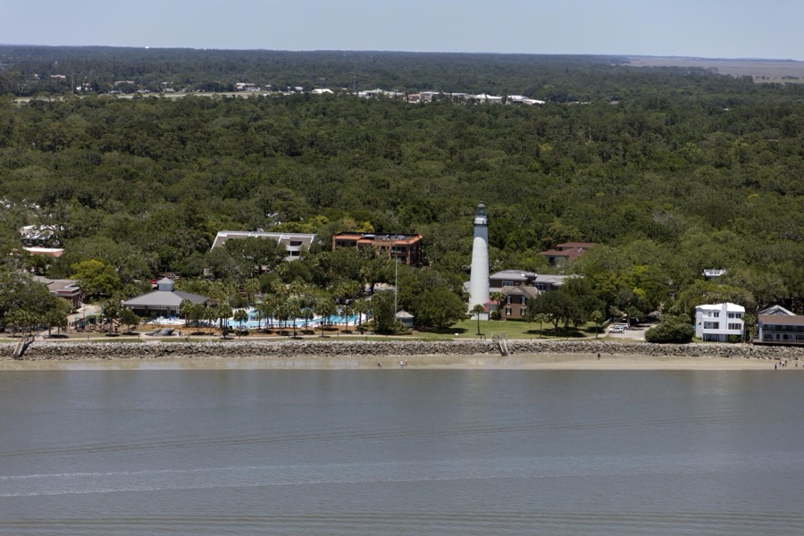 Aerial view of the St. Simons Island, Georgia, Lighthouse Museum