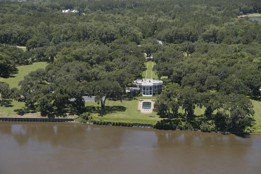 Aerial view of the Ford Plantation in Richmond Hill, Georgia, south of Savannah