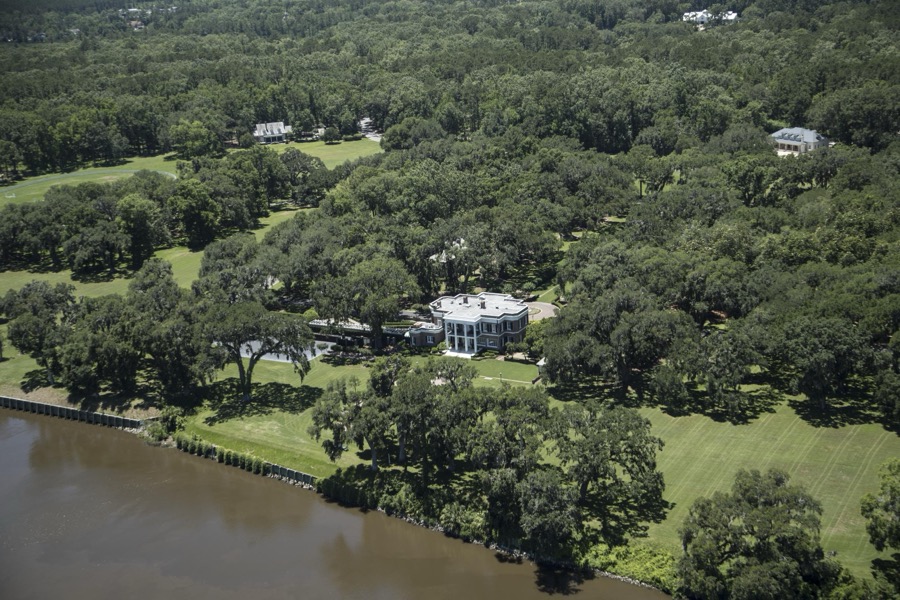 Aerial view of the Ford Plantation in Richmond Hill, Georgia, south of Savannah