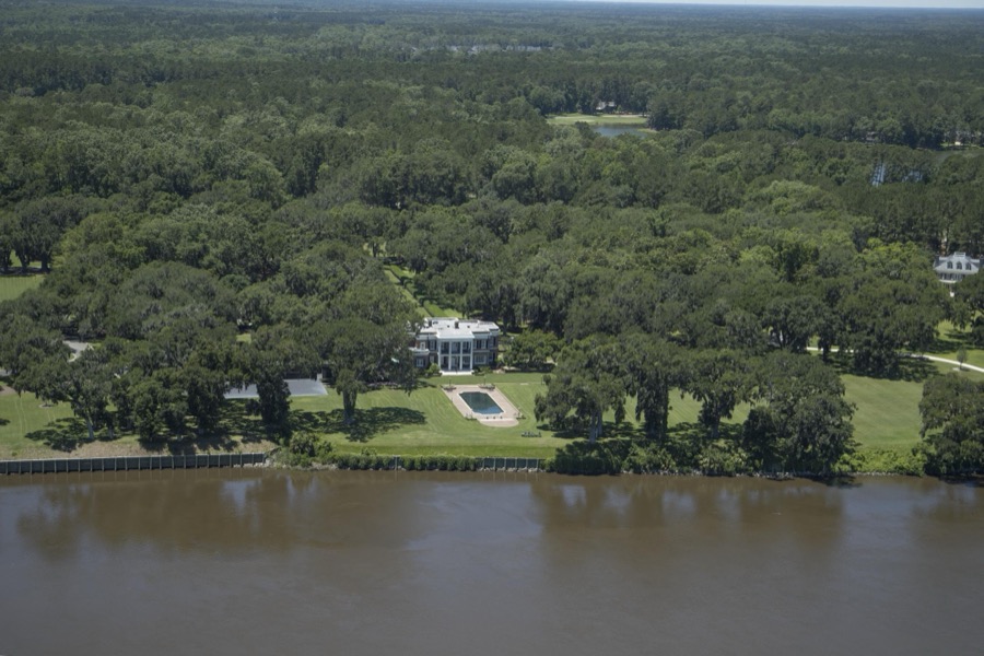 Aerial view of the Ford Plantation in Richmond Hill, Georgia, south of Savannah