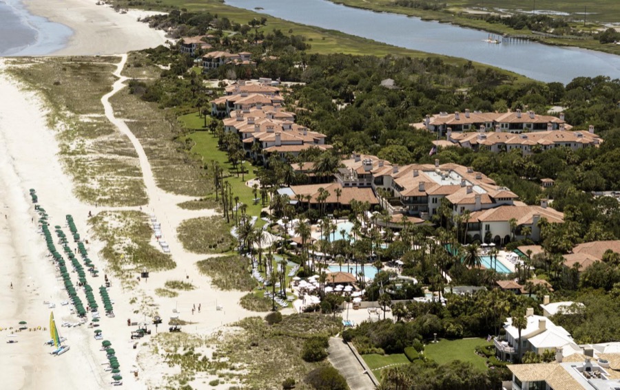 An aerial view of Sea Island, a privately owned, wealthy enclave in Glynn County, Georgia that for more than 75 years has been a retreat for many of America's richest and most famous citizens