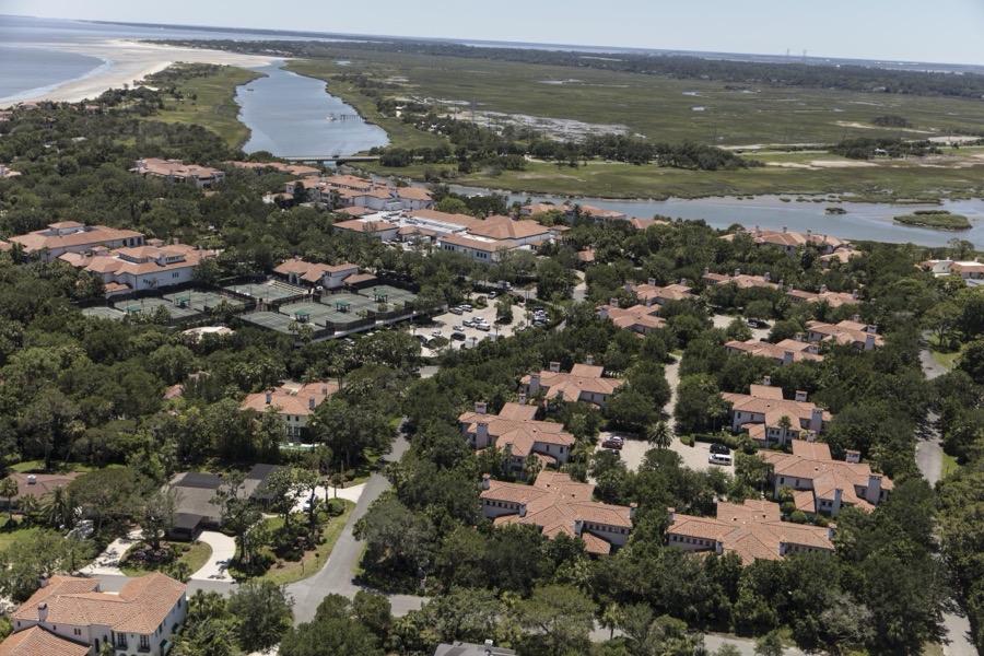 An aerial view of Sea Island, a privately owned, wealthy enclave in Glynn County, Georgia that for more than 75 years has been a retreat for many of America's richest and most famous citizens