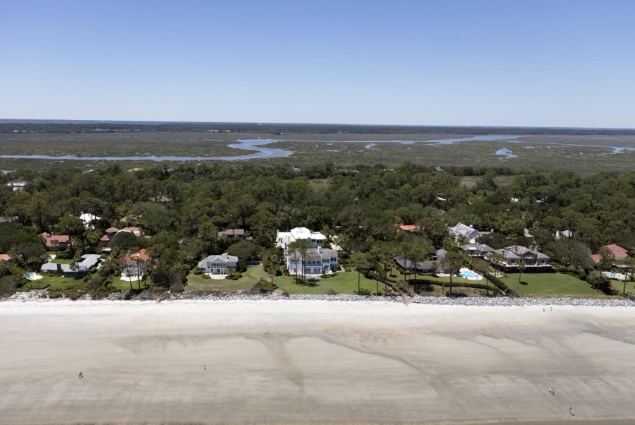 An aerial view of Sea Island, a privately owned, wealthy enclave in Glynn County, Georgia that for more than 75 years has been a retreat for many of America's richest and most famous citizens