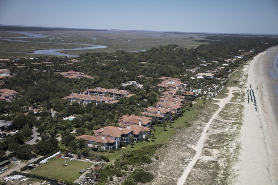 An aerial view of Sea Island, a privately owned, wealthy enclave in Glynn County, Georgia that for more than 75 years has been a retreat for many of America's richest and most famous citizens
