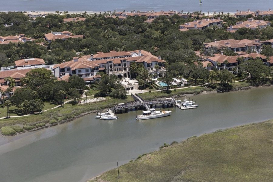 An aerial view of Sea Island, a privately owned, wealthy enclave in Glynn County, Georgia that for more than 75 years has been a retreat for many of America's richest and most famous citizens