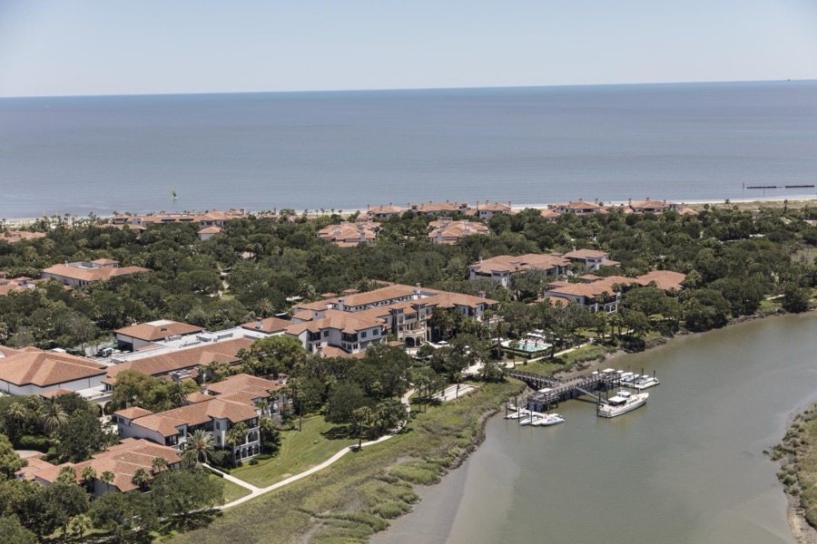 An aerial view of Sea Island, a privately owned, wealthy enclave in Glynn County, Georgia that for more than 75 years has been a retreat for many of America's richest and most famous citizens