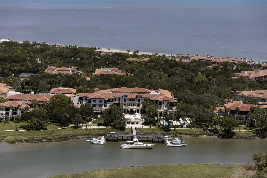 An aerial view of Sea Island, a privately owned, wealthy enclave in Glynn County, Georgia that for more than 75 years has been a retreat for many of America's richest and most famous citizens