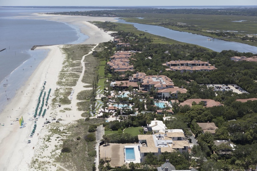 An aerial view of Sea Island, a privately owned, wealthy enclave in Glynn County, Georgia that for more than 75 years has been a retreat for many of America's richest and most famous citizens