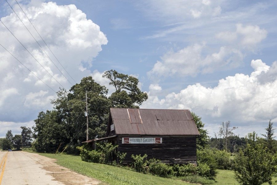 This old, now abandoned, cabin near Homer, Georgia, was once a business emporium called the "Hillbilly Gallery," where whatever was displayed most likely had a "country" flavor