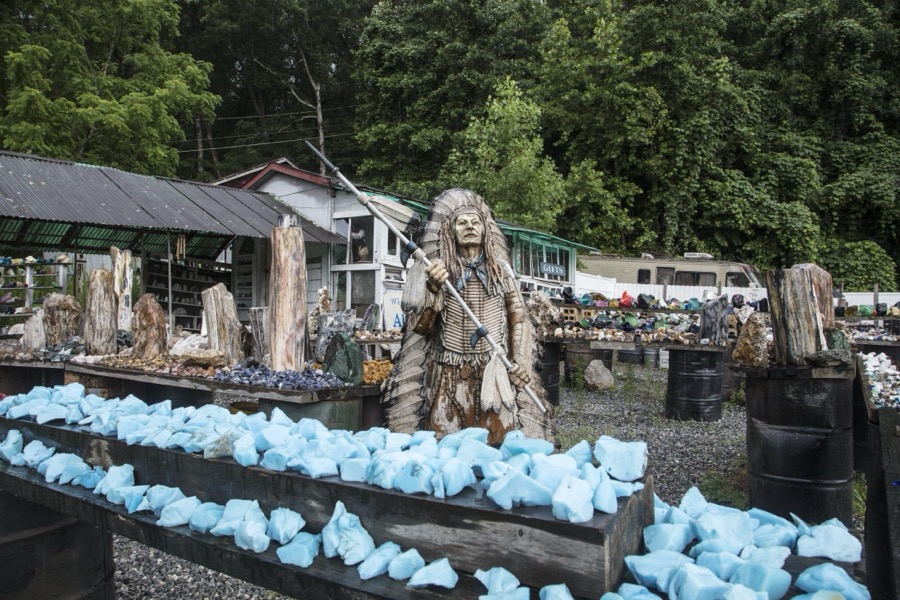 Gem shop in Helen, a northeast Georgia mountain town whose logging industry was dying when it turned itself into an affordable resort with a faux Bavarian Alps motif