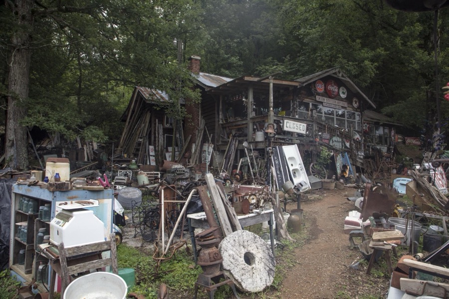 These highly miscellaneous items, stretching the definition of "antiques," are all for sale at the Smith Station Antiques store in Cherry Log, Georgia
